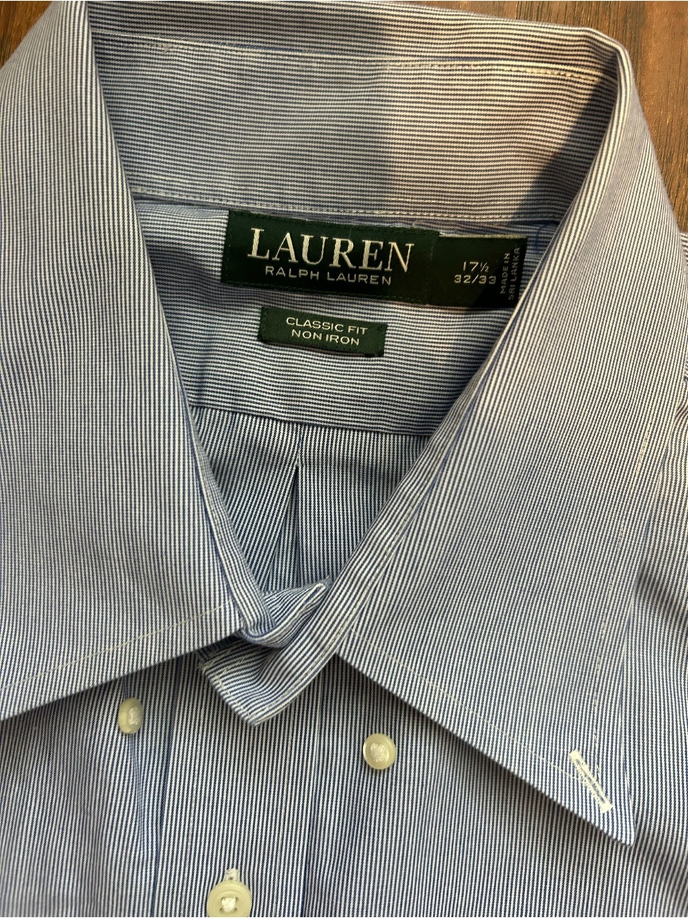 Men's Light Blue Striped Button Down Dress Shirt Preppy Ralph Lauren Classic - Picture 3 of 6